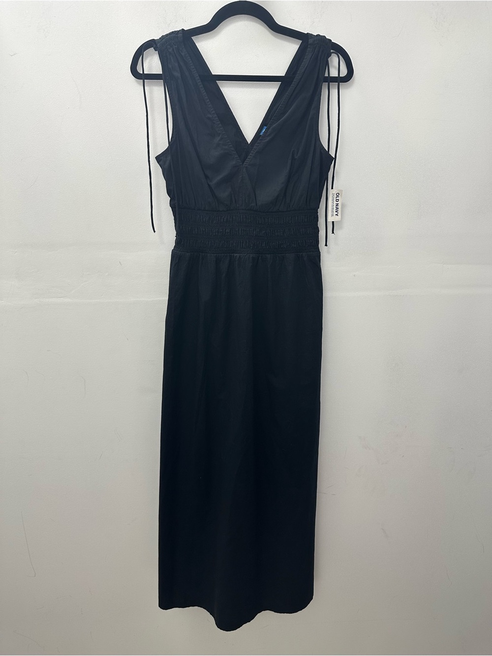NWT Old Navy fit & flare sleeveless tie shoulder smocked maxi dress Size XS